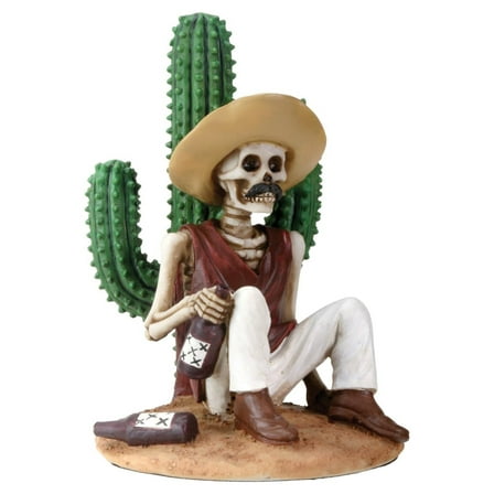 3.5 Inch Day of The Dead Boracho Sitting by A Cactus Figurine