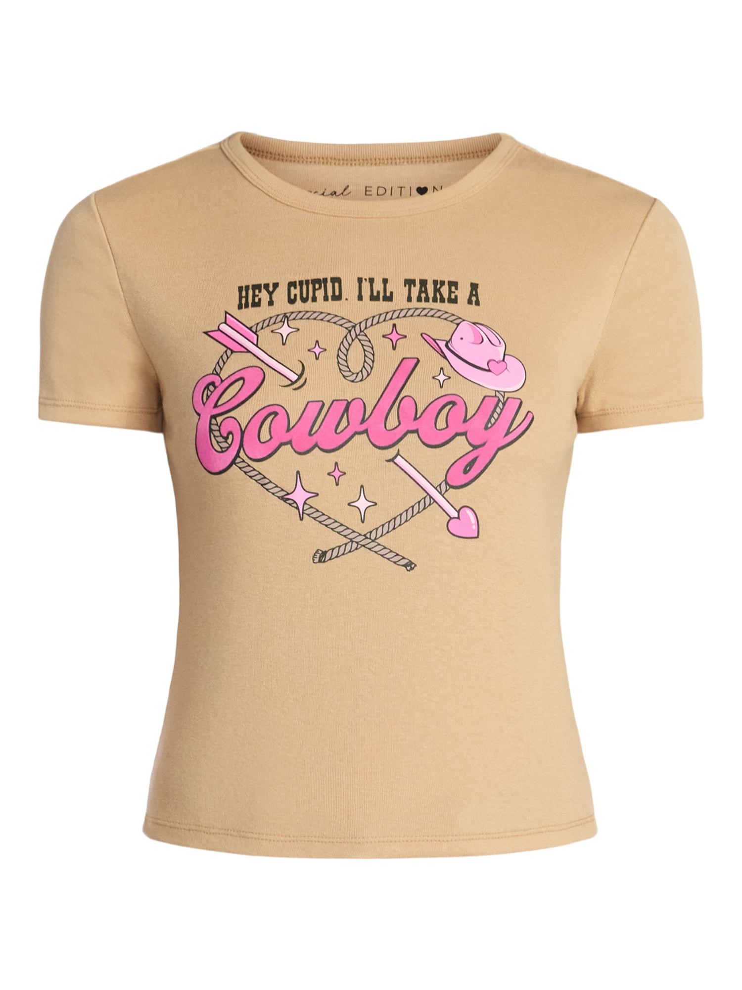 Valentine's Day Women’s Hey Cupid Cowboy Graphic Tee, Sizes XXS-XXL