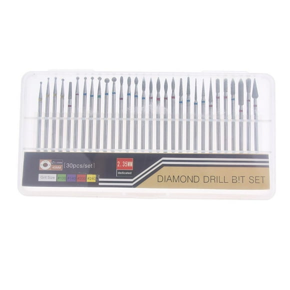 Broca profesion de Uñas de Diamante de 30 Piezas, Limpieza de Cutícus de 3/32 "para de Manicura UNA Gloria Broca de esmerilado para el arte de uñas