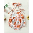 thumbnail image 2 of xiaxaixu Barboteuse Fille Enfant, Été Sans Manches Fleur / Imprimé Bull Justaucorps Court + Bandeau, 2 of 8