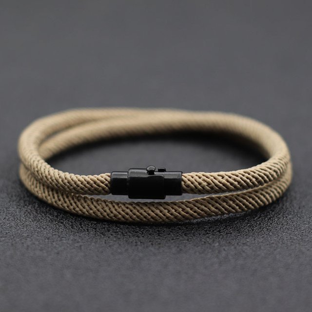 Nueva Pulsera minimalista de cuerda para Hombre, pulsera de supervivencia de doble capa, accesorios para Hombre, regalo para novio, hebilla magnética, Pulsera para Hombre Tan Jianjun unisex