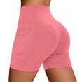 thumbnail image 2 of NordicNest Women's High Waisted Yoga Shorts with Side Pockets, -Lifting Workout Shorts, Quick-Dry Running Fitness Pants for Summer & Autumn #002 Pink L, 2 of 4