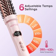 KIPOZI 1.5 Thermal Brush, Curling Iron Brush for Salon Blowout at Home, Thermal Round Brush Creates Smooth Straight Hair OR Natural Curls, Dual Voltage, Auto Shut-off, Gift for Women, Pink