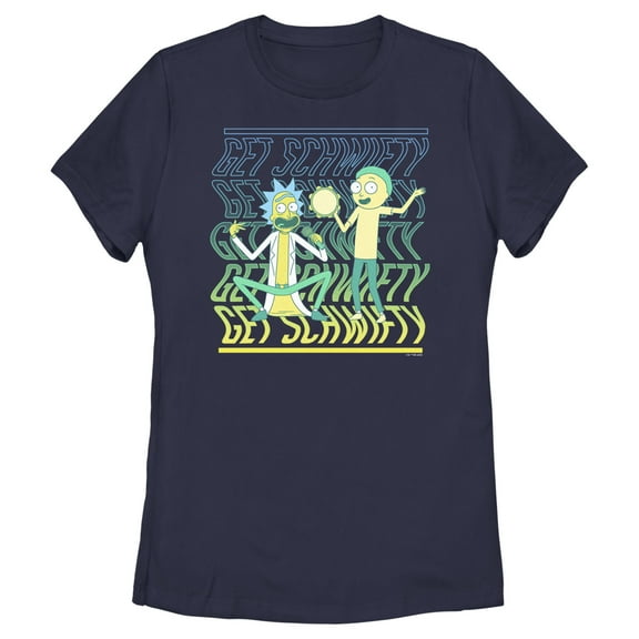 Women's Rick And Morty Get Schwifty Dance  Graphic Tee Navy Blue Small
