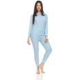 thumbnail image 3 of BILLIONHATS 3 Pack of 2pc Thermal Sets for Women, Base Layer Long Johns Underwear, Top & Bottom, Cotton, Solid Colors (Large, Light Blue), 3 of 6