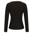 thumbnail image 5 of Fouhkni Long Sleeve Shirts for Women Ribbed Knit Low Cut V Neck Slim Fitted Ruched Waisted Fall Tops, 5 of 6