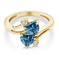 thumbnail image 2 of Gem Stone King 10K Yellow Gold Persian Blue Moissanite and White Diamond Engagement Ring for Women (1.63 Cttw, Gemstone Birthstone, Heart Shape 6MM, Size 8), 2 of 6