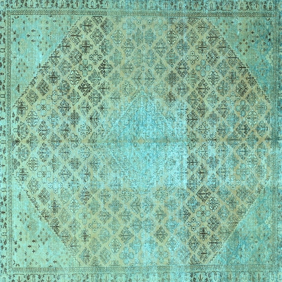 Ahgly Company Indoor Square Persian Light Blue Traditional Area Rugs, 6' Square