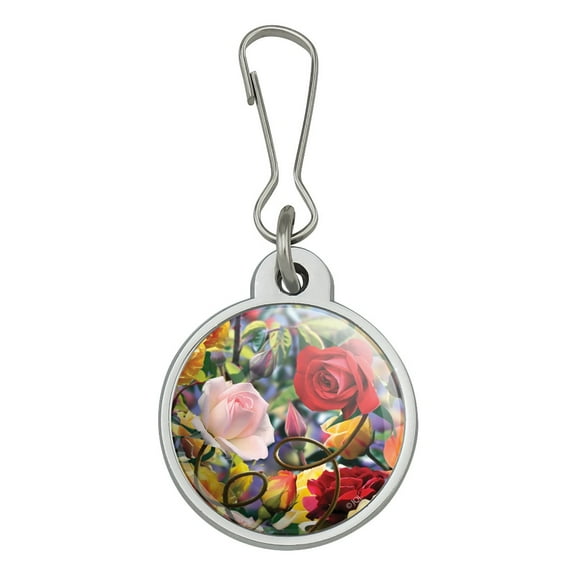 Wild Rose Tango Flowers Jacket Handbag Purse Luggage Backpack Zipper Pull Charm