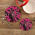 thumbnail image 4 of Coolnut Pink Leopard Round Woven Potholders Set Trivets for Hot Dishe Heat Resistant Non-Slip Trivets for Cooking and Baking Kitchen Home Decor, 4 of 7