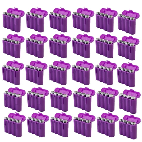 Thirty (30) EBC Battery AA AAA Purple Plastic Battery Storage Case Holder Box USA Ship