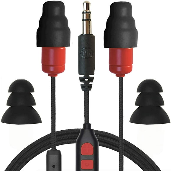 Plugfones Protecteur Plus Écouteurs Intra-Auriculaires VL, Casque de Réduction du Bruit avec Isolation Sonore Micro et Contrôles,
