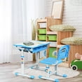 thumbnail image 3 of Infans Height Adjustable Children's Desk Chair Set Multifunctional Study Drawing Blue, 3 of 7