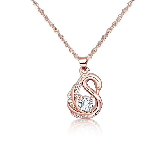 MYOSPARK Swan Necklace Valentine's Day Gift for Her Crystal Swan Pendant