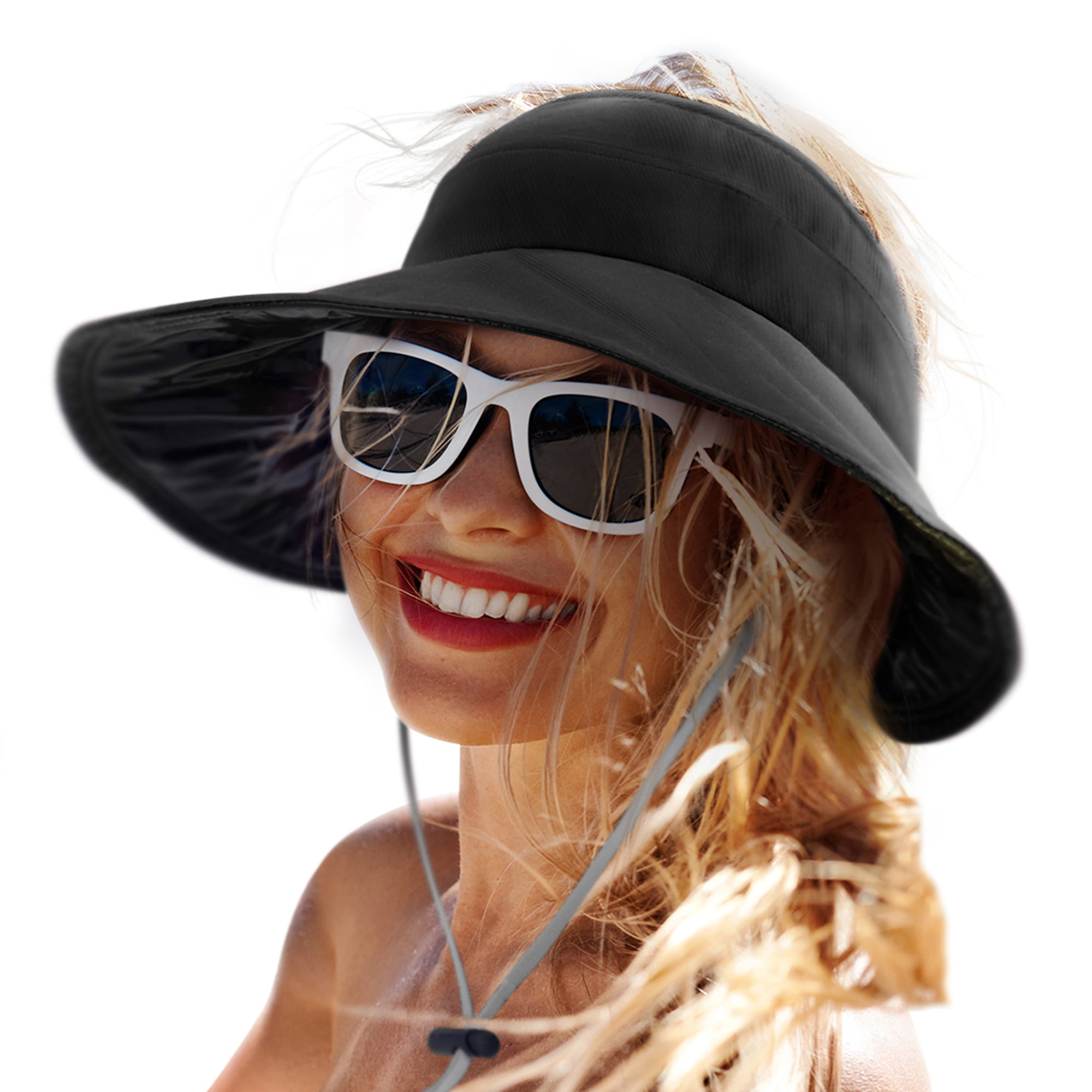 Sunhat with Adjustable Headband Black Premium UPF 50 Bellivera Womens Sun Hat Visor Portable UV Face/_Shield Protection Cap