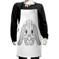 thumbnail image 1 of Bunny Kids Apron, Boho Style Hare Head Ornamented with Zentangle Motifs, Boys Girls Apron Bib with Adjustable Ties for Cooking Baking Painting, Charcoal Grey and White, by Ambesonne, 1 of 2