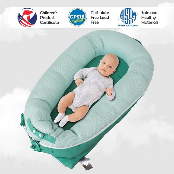 Baby Lounger, Deluxe Infant Lounger, Baby Nest Cover for Baby, Breathable Cotton,  Newborn Essentials for Baby 0-12 Months (greener)