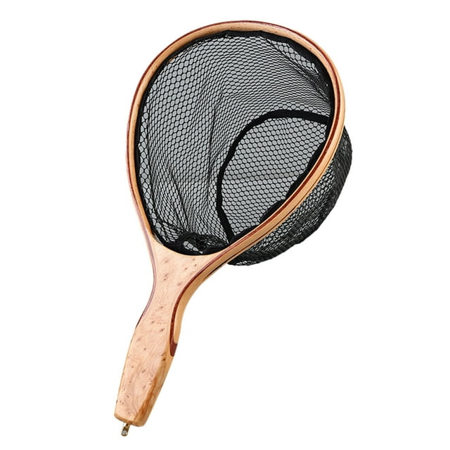 Hearth & Gear 14.4" Wood Landing Net Rubber Coated Fly Fishing Net For Trout/Stream Micro Mesh With Copper Fittings (150g) Trout Tackle Clam Ice Deep Drop Rigs Saltwater Ice Gear Women Boys Tackle
