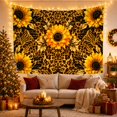 thumbnail image 3 of Golden Sunflowers Around Leopard Spots and Striped Leaves, Dramatic Boho for Flower Lovers, Botanical Wall Art, New Home Gift, Tapestry Wall Hanging for Living Room and Studio, 3 of 7