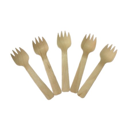 100pcs Disposable Wooden Forks Wood Spork Tableware Party Supplies for Cake Dessert Cheese