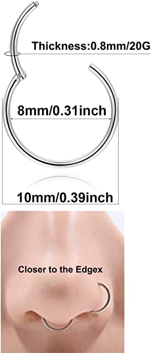 Daesar Anneaux De Nez, Anneau Tragus Acier Chirurgical 20G 0.8mm Piercing De Nez Helix Cartilage