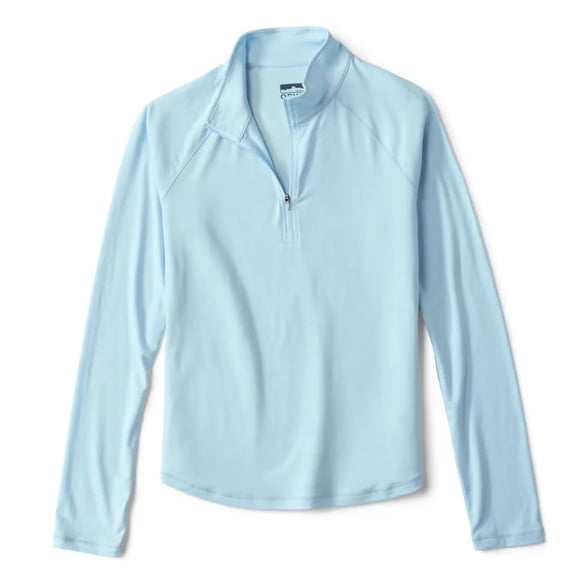 Camisa Orvis Dricast para mujer, con cierre en cuarto, azul bruma, talla L