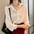 thumbnail image 2 of Spring Autumn Casual Chiffon Shirt Women Office Lady Shirts Fashion Female Long Sleeve Loose Solid Blouse Tops S-4XL, 2 of 4