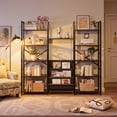 thumbnail image 2 of EnHomee Triple 5-Tier Industrial Bookshelf Set with 11 Open Display Shelves & 3 Fabric Bags, Large Bookshelves for Home Office, Bedroom,Living Room，Black, 2 of 8