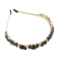 Unique Bargains Women Knotted Headbands Fashion Vintage Thin Rhinestone Metal Headbands Hair Accessories Black Gray