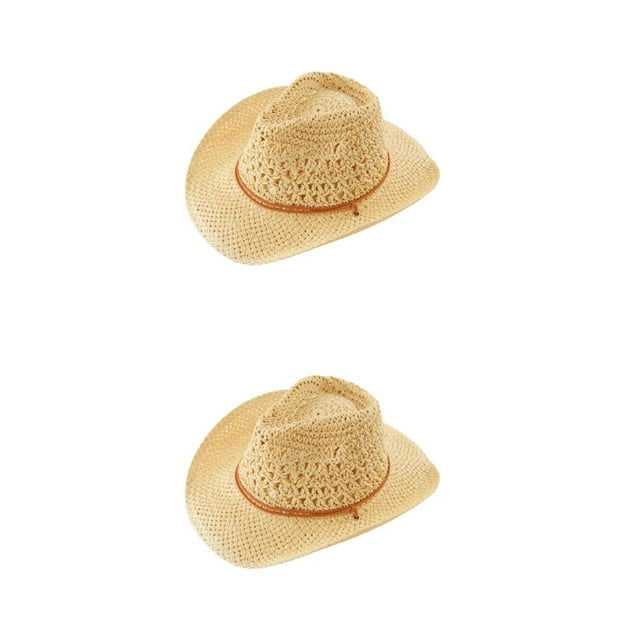 Sombrero de vaquero Jumpingount elegante para hombres y mujeres 2piezas amarillo