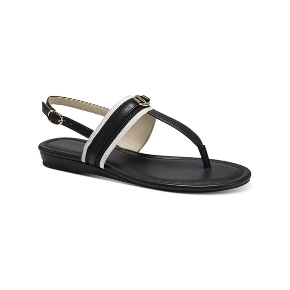 Charter Club Womens Onelle Faux Leather Thong T-Strap Sandals