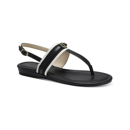Charter Club Womens Onelle Faux Leather Thong T-Strap Sandals