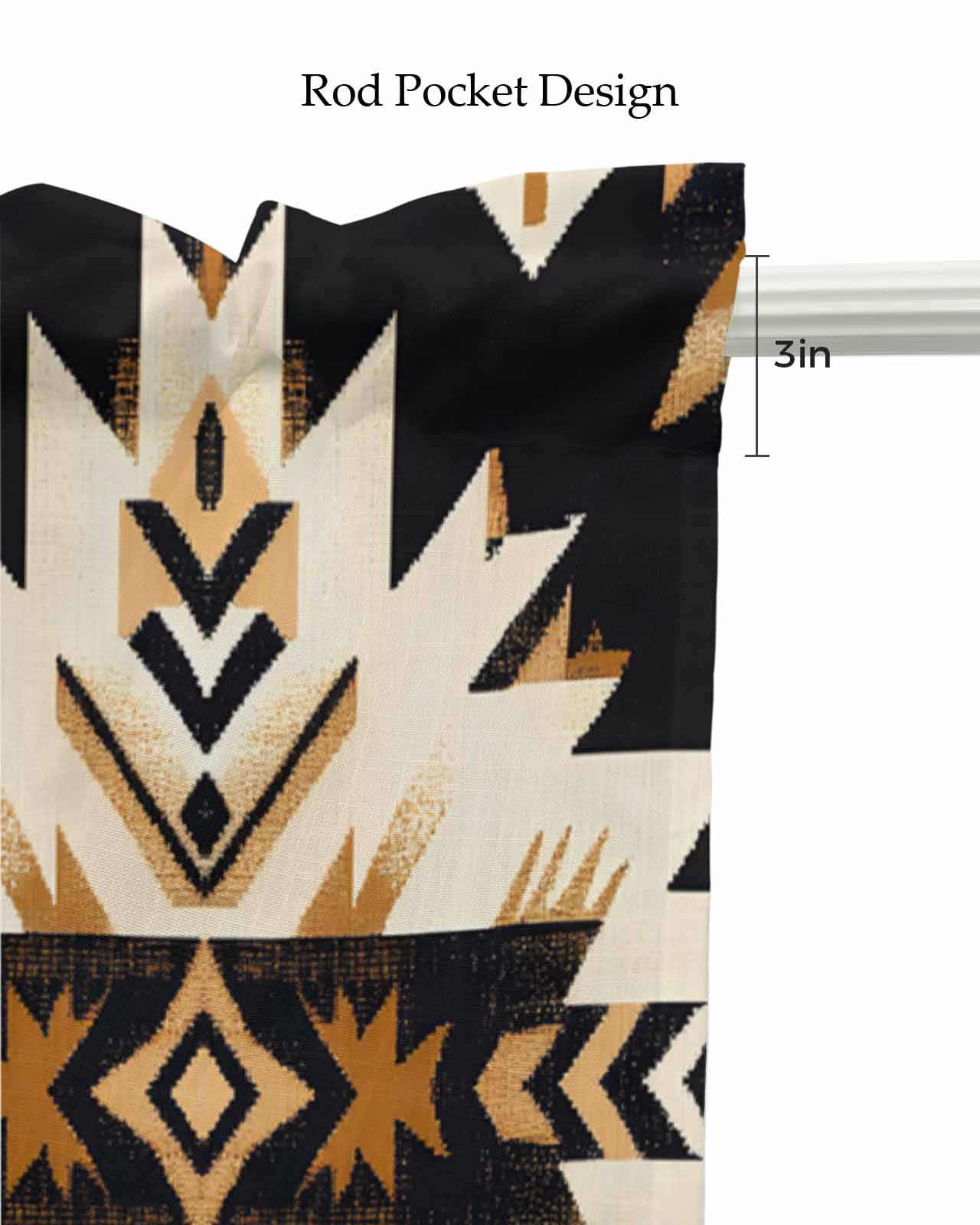 Southwestern Aztec Kitchen Valances for Windows Farmhouse Linen Window Valance Curtain for Living Room Window Treatment Retro National Style Brown Abstract Valance Rod Pocket Topper, 60 x 18 Inch