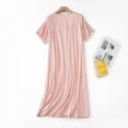 thumbnail image 4 of Women's Plus Size Modal Short Sleeve Button Down Nightdress Soft Loose Pajama Dress, 4 of 5