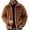 Brown #5, variant on Mens Sherpa Fleece Trucker Jacket Lapel Collar Button Front Outerwear Chest Patch Pockets Thick Warm Fuzzy Coat for Cold Season Casual Outings Black,XXS