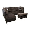 thumbnail image 3 of Pon Living Furniture Inc 3 Piece Classic Polyester Storage Ottoman L Shaped Sectional Sofa Set Brown, 3 of 7