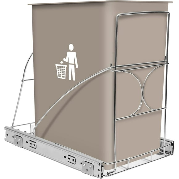 Punnzer Pull Out Trash Can Under Cabinet, Under Sink Adjustable Pull Out Shelf for Kitchen Trash Can, Fit for Most 7-11 Gallon Garbage Can (Trash Can Not Included)