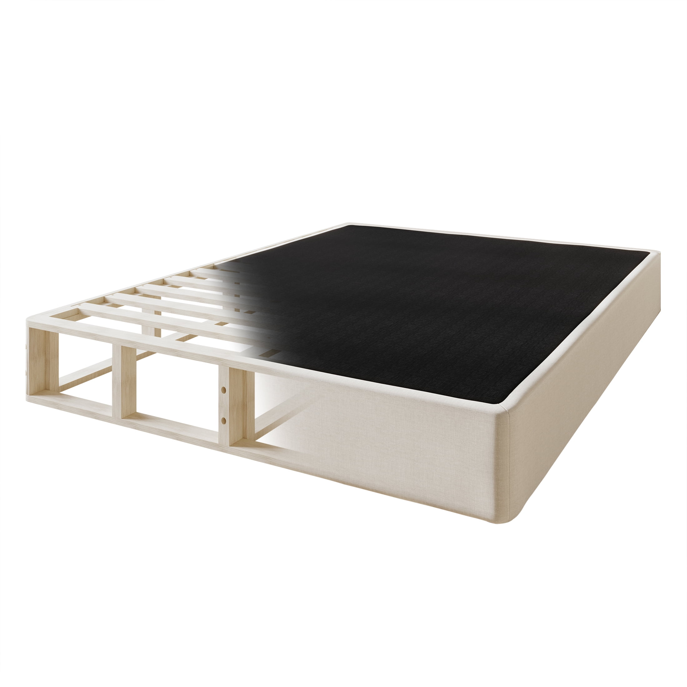 Castle Place 8" Wood Queen Box Spring with Beige Linen Cover