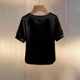 thumbnail image 5 of Work Tops for Women Crew Neck Short Sleeve Shirts 2026 Satin Pearl Dressy Casual Blouses Fashion Clothing, 5 of 5
