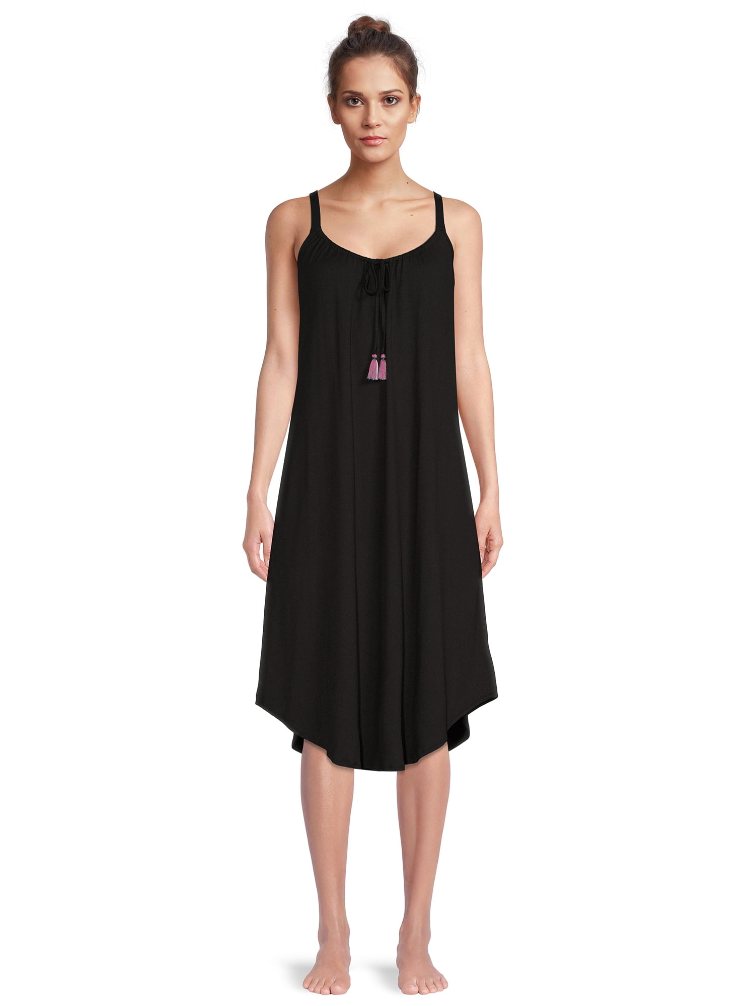 The Pioneer Woman Gathered Neck Knit Sleep Gown with Pockets, Women’s, Sizes S-3X