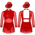 thumbnail image 1 of Yhong Robe de Danse Lyrique Jazz à Franges pour Grandes Filles Samba Rumba Compétition de Danse de Salon Rouge 12, 1 of 4