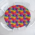 thumbnail image 3 of Ambesonne Abstract Fitted Round Tablecloth, Rainbow Colors Squares, 56"- 60" Diameter, Multicolor, 3 of 5