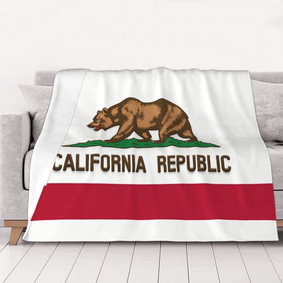 Throw Blanket California Flag Soft Cozy Fleece Flannel Blanket Home Decor for Couch Sofa Bed 50"x40"