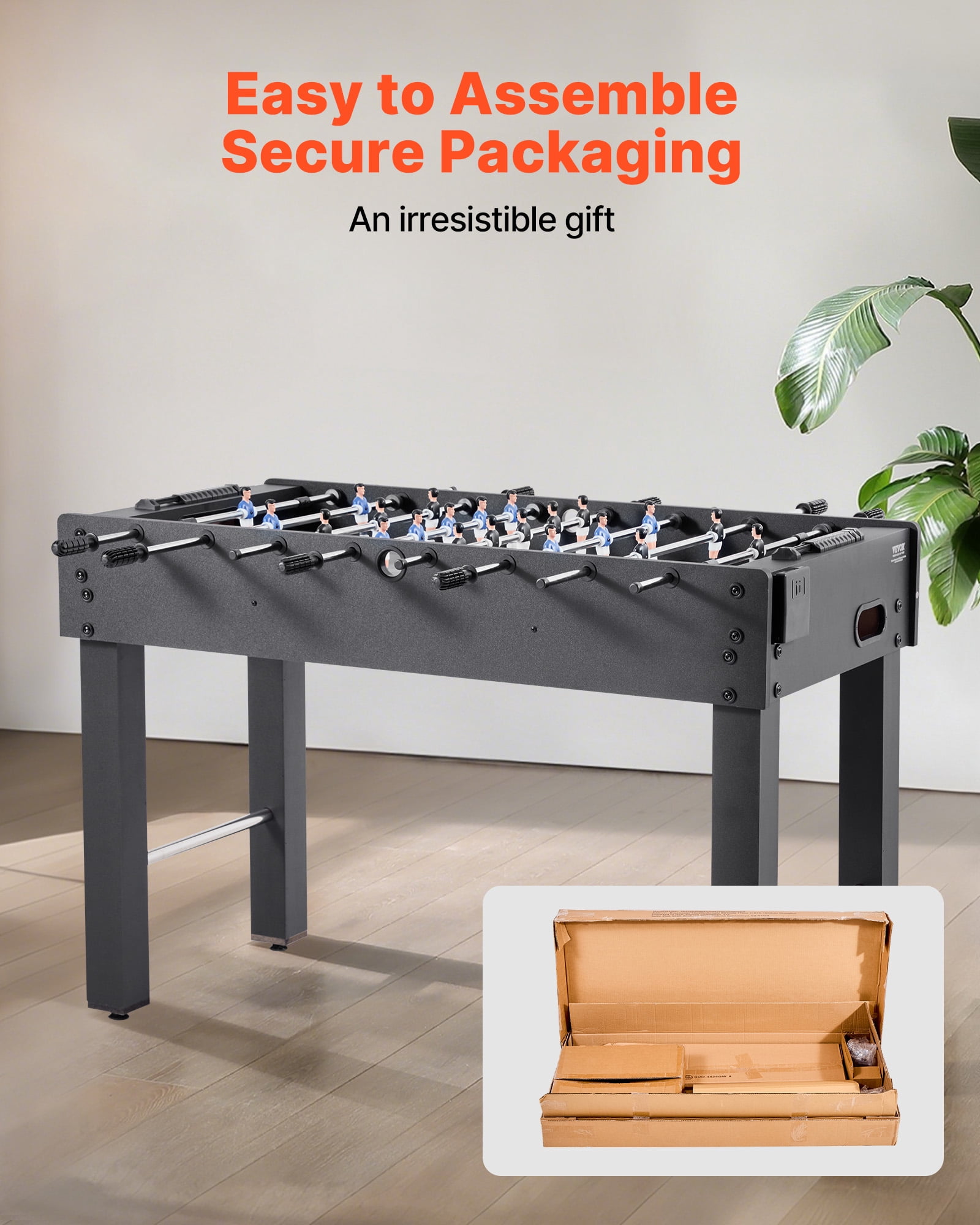 VEVOR Foosball Table, 48 inch Standard Size Table, Indoor Full Size Foosball Tables for Home, Family, and Game Room, Durable Soccer Set, Includes 2 Balls, Score Keeper, and 2 Cup Holders