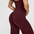 thumbnail image 4 of HKYNLAG Women Wide Leg Leggings Bottoms High Waist Gym Workout Leggings Stretch Casual Straight Leg Yoga Pants Wine L, 4 of 5