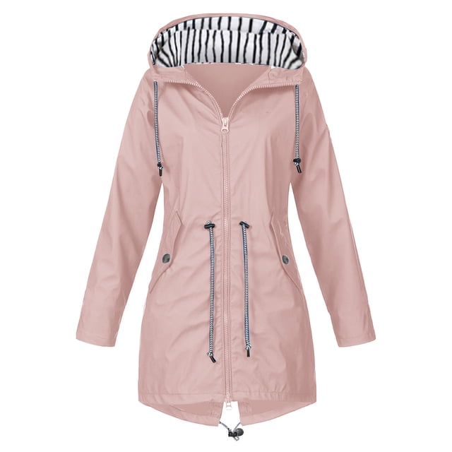 asddcavvf Womens Fashion Rain Jacket With Hood Lightweight Long Sleeve Windbreaker Zip Up Drawstring