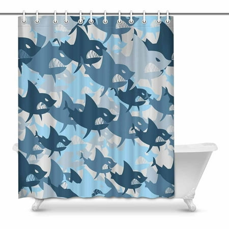 Pop Sharks Bathroom Decor Shower Curtain Set 60x72 Inch Walmart