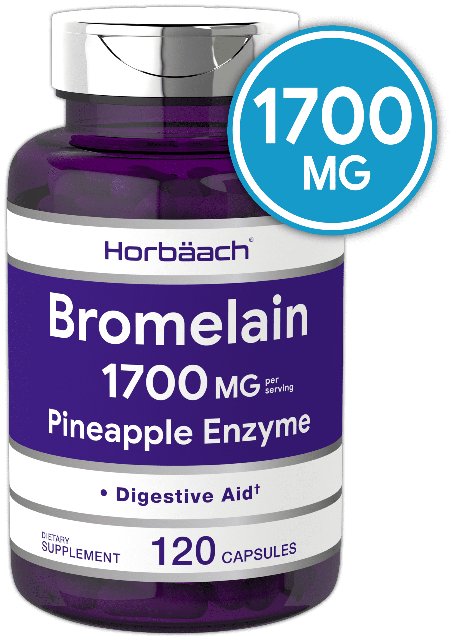 Bromelain Capsules 1700mg 120 Count Supports Digestive Health Pineapple Enzyme Supplement