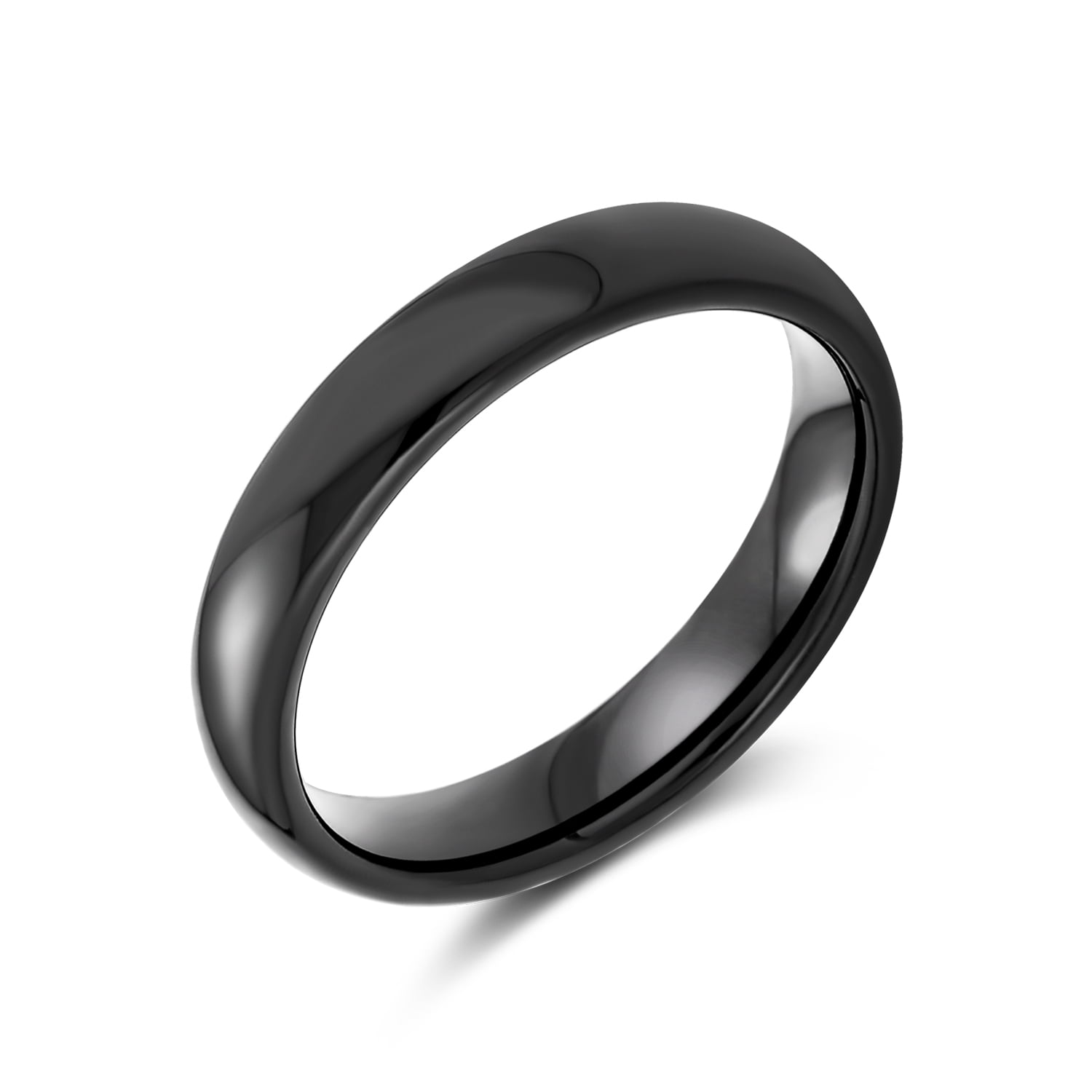 Basic Plain Simple Dome Couples Classic Black Rose Gold Plated Titanium 4MM Wedding Band Ring for Men Women Comfort Fit