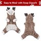 thumbnail image 5 of Disfraz de reno navideño para mascotas, pijamas de terciopelo coral suaves y cómodos para perros y gatos, monos con capucha de invierno cálidos para mascotas para fiestas navideñas (marrón), 5 of 7
